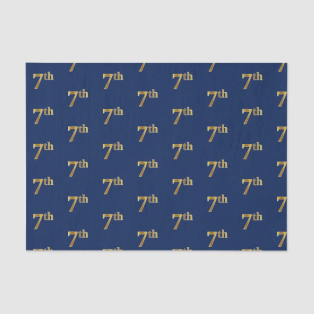 Blue, Faux Gold 7th (Seventh) Event Tissue Paper (Front)