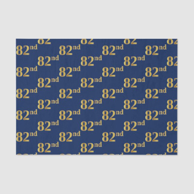 Blue, Faux Gold 82nd (Eighty-Second) Event Tissue Paper (Front)