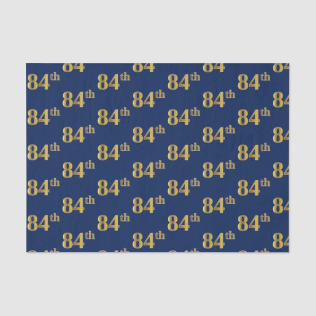 Blue, Faux Gold 84th (Eighty-Fourth) Event Tissue Paper (Front)