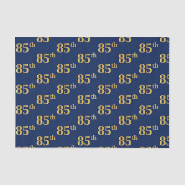 Blue, Faux Gold 85th (Eighty-Fifth) Event Tissue Paper (Front)