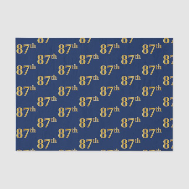 Blue, Faux Gold 87th (Eighty-Seventh) Event Tissue Paper (Front)