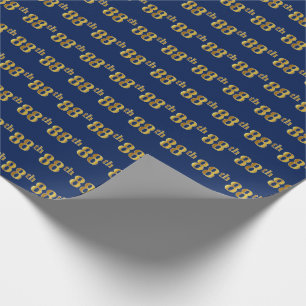 Blue, Faux Gold 88th (Eighty-Eighth) Event Wrapping Paper