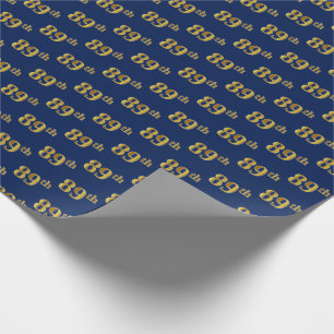 Blue, Faux Gold 89th (Eighty-Ninth) Event Wrapping Paper