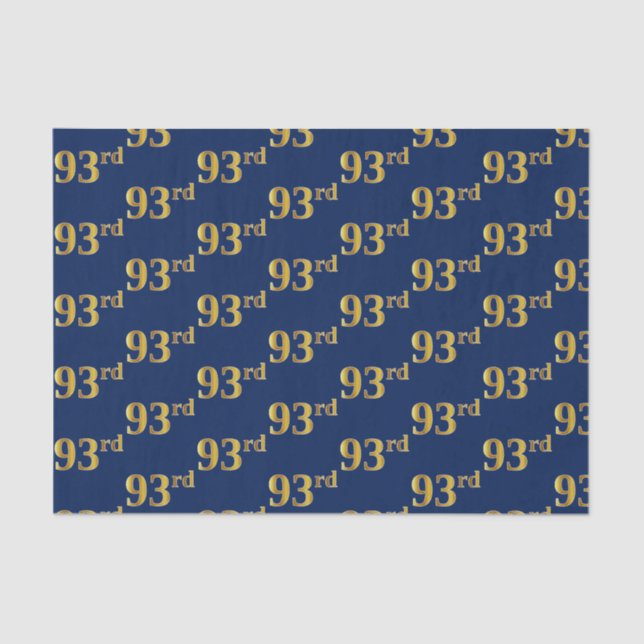 Blue, Faux Gold 93rd (Ninety-Third) Event Tissue Paper (Front)