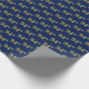 Blue, Faux Gold 94th (Ninety-Fourth) Event Wrapping Paper