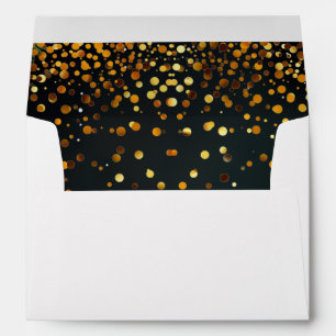 Blue Faux Gold Foil Confetti Elegant Sparkles Envelope