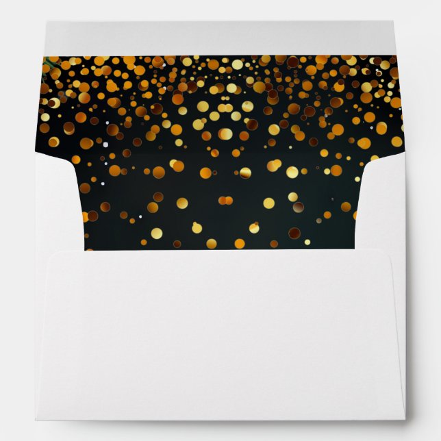 Blue Faux Gold Foil Confetti Elegant Sparkles Envelope (Back (Bottom))