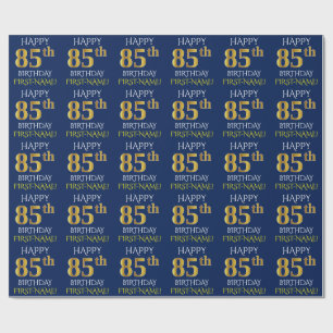 Blue, Faux Gold "HAPPY 85th BIRTHDAY" Wrapping Paper