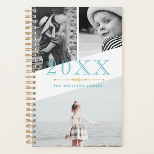 Blue Faux Gold & White Photo Collage Planner