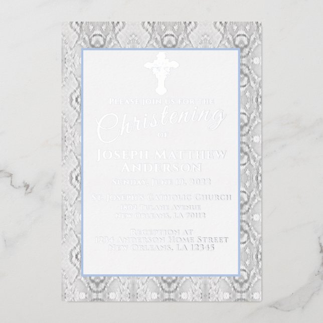 Blue Faux Lace Baptism/Christening  (Front)