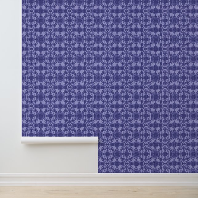 Blue Faux Lace Pattern Wallpaper (Application)