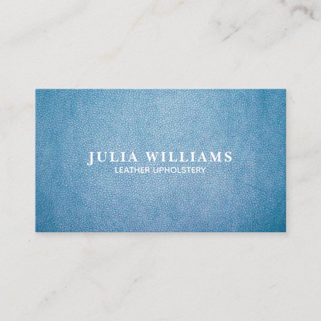 Blue Faux Leather Texture Business Card (Front)