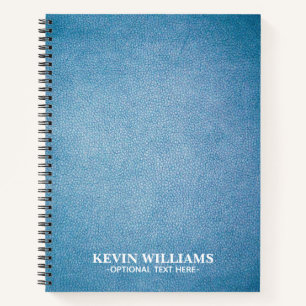 Blue Faux Leather Texture design personalized Notebook