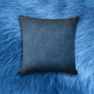 Blue Faux Leather Throw Pillow