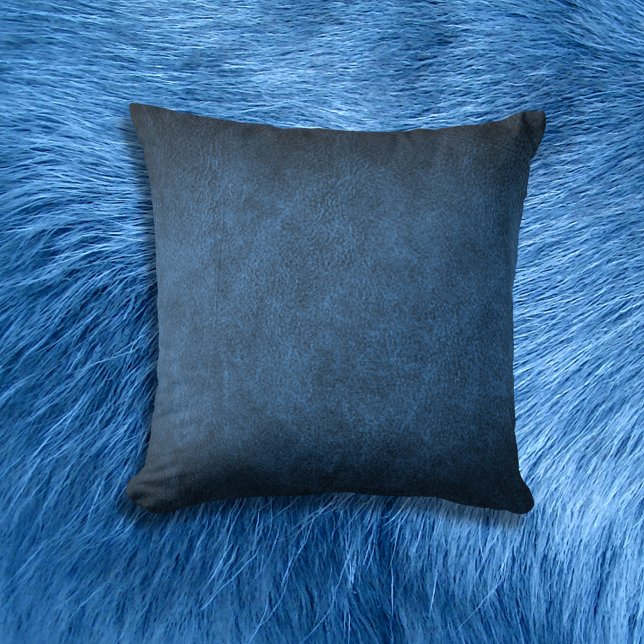 Blue Faux Leather Throw Pillow (Creator Uploaded)