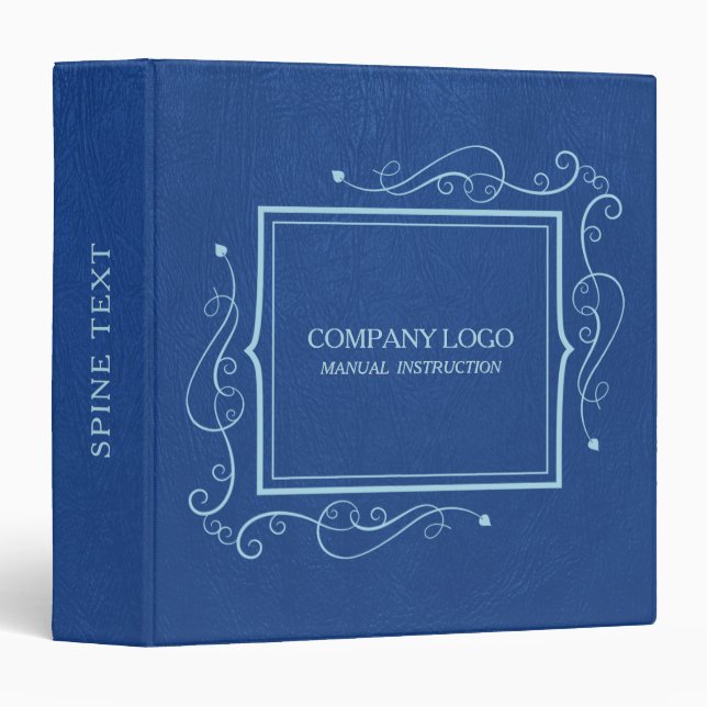 Blue Faux Leather With Blue Frame Accent Binder (Front/Spine)