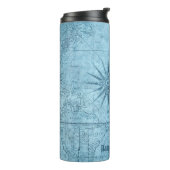 Blue Faux Old World Map Design, Thermal Tumbler (Rotated Left)