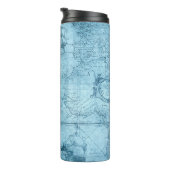 Blue Faux Old World Map Design, Thermal Tumbler (Rotated Right)