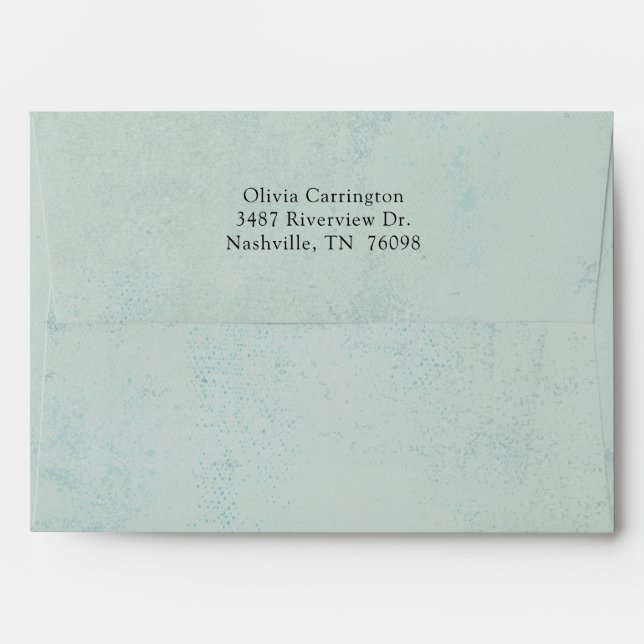Blue Faux Return Address Modern  Envelope (Back (Top Flap))