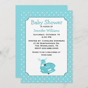 Blue Fawn Baby Shower Invitation