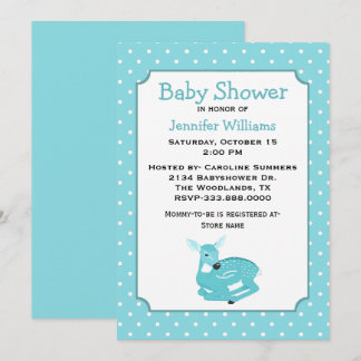 Blue Fawn Baby Shower Invitation