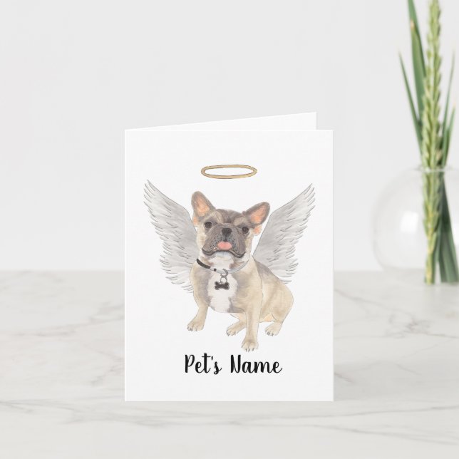 Blue Fawn Tricolor Frenchie Sympathy Memorial Card (Front)