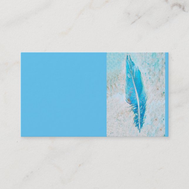 blue feather business card custom template (Front)