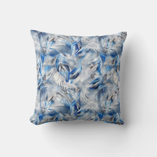 Blue Feather Elegant Modern and Stylish Throw Pillow