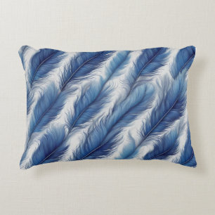 Blue Feather Pattern Art Print Accent Pillow