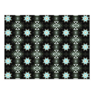 blue feather star-burst on black photo print