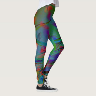 blue feathers abstract leggings