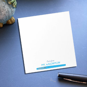 Blue Felt Pen Personalized Teacher Note Pad