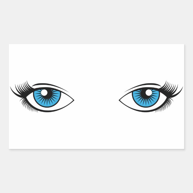 Blue Female Eyes Cartoon Graphic Sticker (Front)