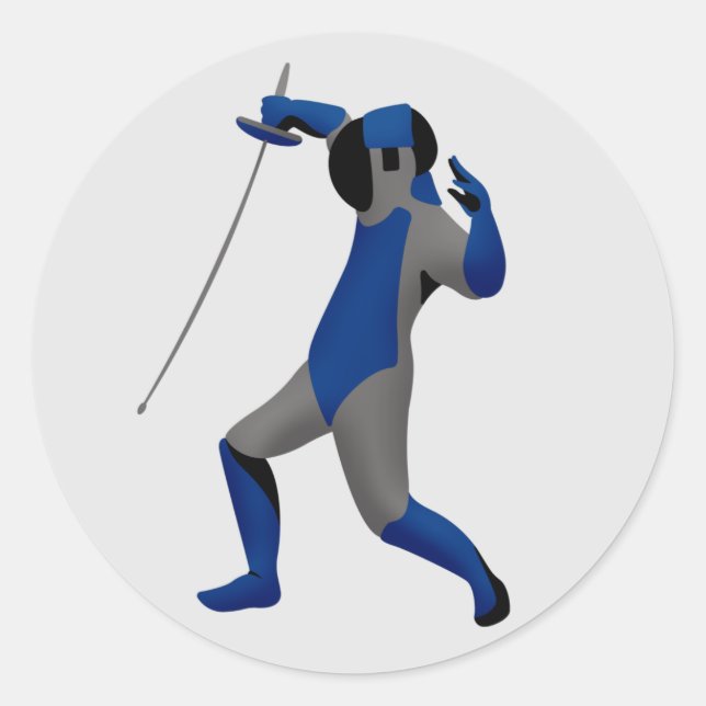 Blue Fencer Classic Round Sticker (Front)