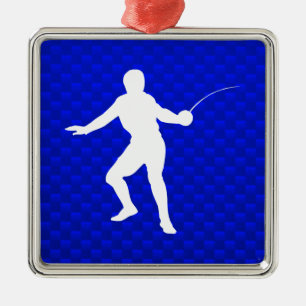 Blue Fencing Metal Ornament