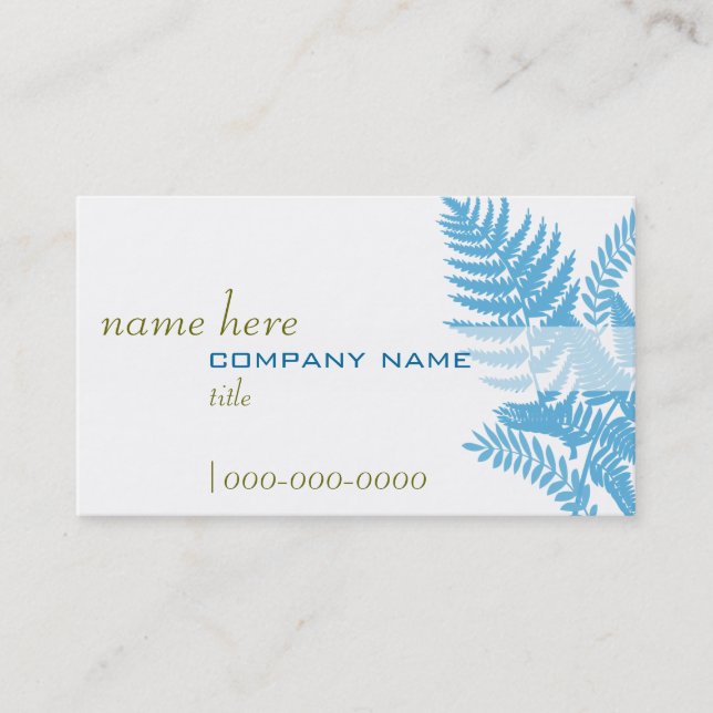 Blue Fern Leaves Profile Card (Front)