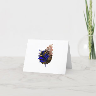 Blue fern on black circle announcement
