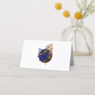 Blue fern on black circle appointment card