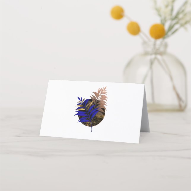 Blue fern on black circle appointment card (Front)