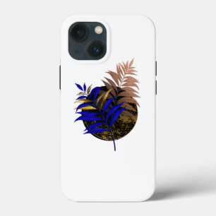 Blue fern on black circle iPhone 13 mini case