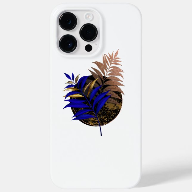 Blue fern on black circle Case-Mate iPhone case (Back)