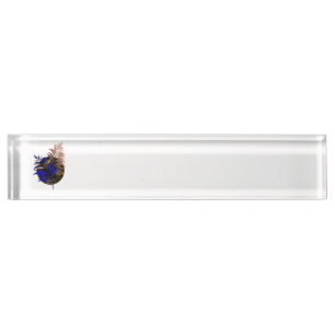 Blue fern on black circle nameplate