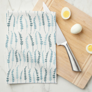 Blue Fern Print Cottage Decor Kitchen Towel