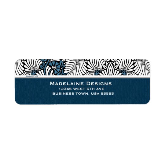 Blue Fern with Small Standard Text Return Address Label