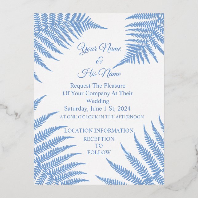 Blue Ferns Thunder_Cove Foil Invitation Postcard (Front)