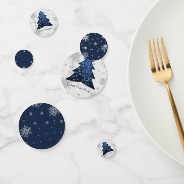 Blue Festive Christmas Tree Table Confetti (Group)