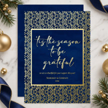 Blue Festive Corporate Holiday Gold Foil Card