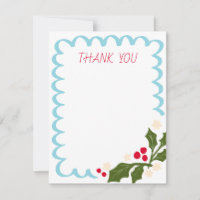 Blue Festive Scallop Frame with Holly