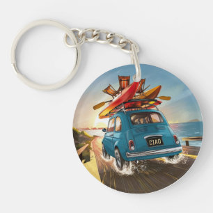 Blue Fiat Car Keychain