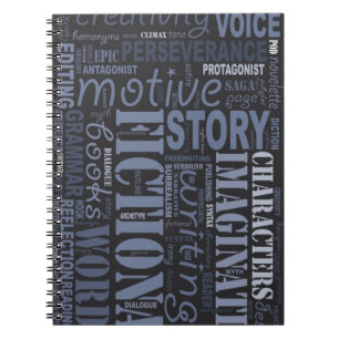 Blue Fiction Writer's Word Art Notebook